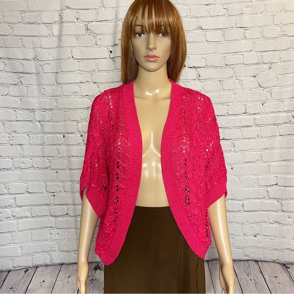 NWT New Chico's Pink Cotton Blend Knit Shrug Cardigan Size 4 US XXL